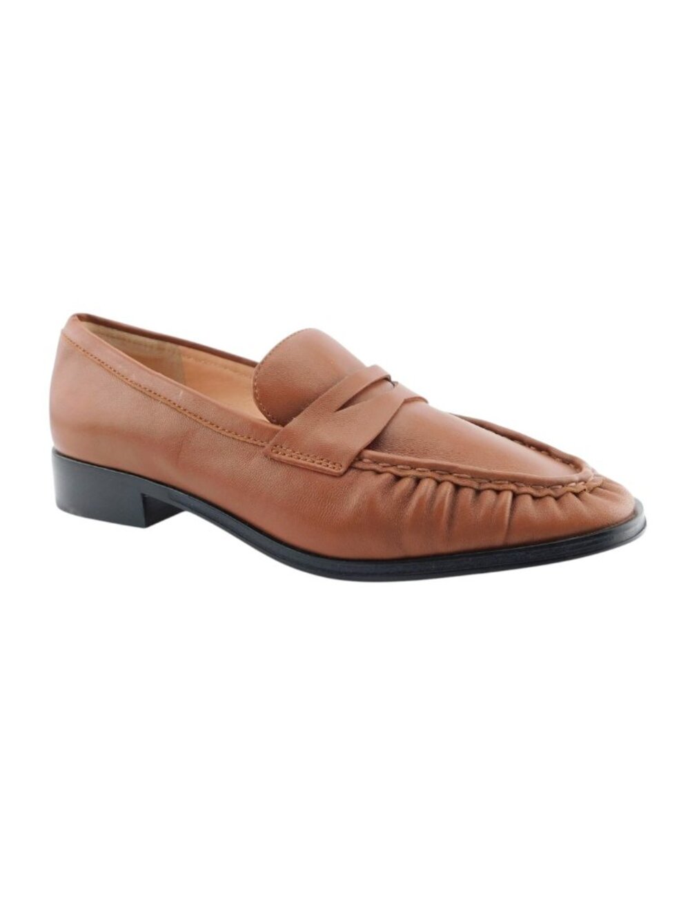 J. Crew Cognac Brown Leather Slip-on Flats Penny Loafers 7.5